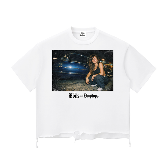 DROPTOP 04 — Snow Wash Raw-Hem Boxy Tee