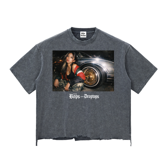 DROPTOP 03 — Snow Wash Raw-Hem Boxy Tee